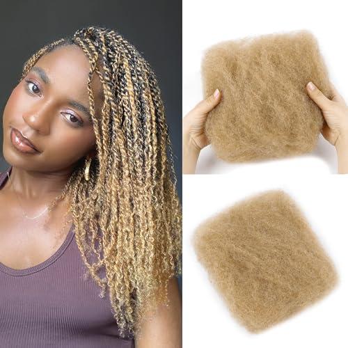 Afro Kinkys Bulk Human Hair, 100% Human Hair for Mini Twist, Braiding, Loc Extensions and Crochet, Kinky Curly Hair Bundles, Natural Afro Mass for Dreadlocks (27#, 12 Inch), 1 Piece