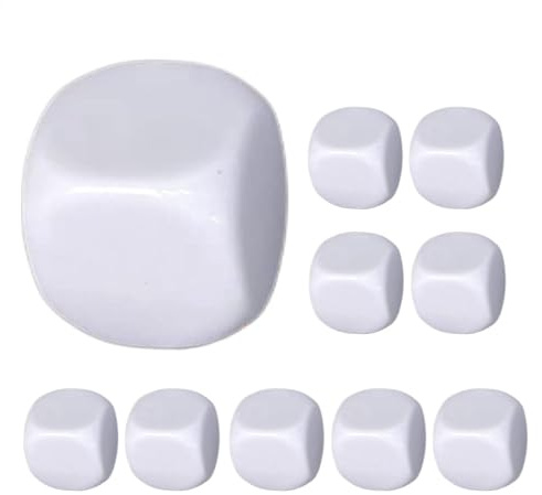 Würfel in Würfelform - 10 runde Acryl-Würfel, Trockenlöschblöcke, Würfel für Spiele, Klassenzimmer, Unterricht, Mathematik, Zählen, Schulbedarf