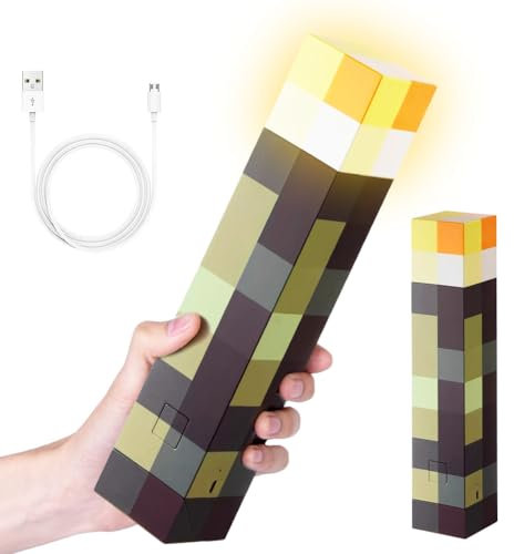 Craft - Linterna de 4 colores, lámpara de pared en forma de antorcha, 28 cm, lámparas de noche recargables, craft Iluminación de pared regalo para niños, para cosplay, salón, sala de juegos
