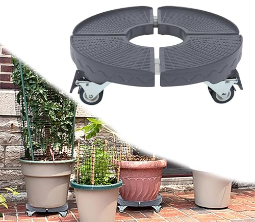 NAIZY Pflanzenroller 39-52cm Einstellbare Blumenroller mit 4 Universalrad Rollbrett mit Schloss & Rutschfestes Paneel Rollendes Tablett Außen - Innen Blumenuntersetzer Tragkraft 300 kg, Grau