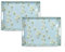 YöL Set of 2 Blue Blossom Serving Tray Floral Daisy Design - Drinks Food Snacks Carrier With Handles - Plastic Melamine - Breakfast Lunch Dinner Summer Dining