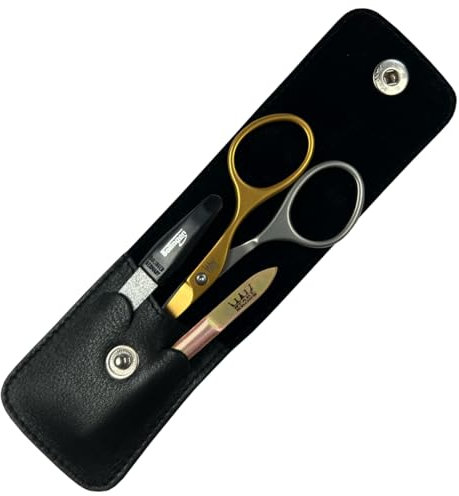 STAHL KRONE Self-sharpening nail scissors, free safir nail file and tweezers as a complete set, all made in Solingen