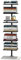 Unsichtbarer Buchturm mit Metallrücken, 6-stöckiges Eckregal für Wohnzimmer und Büro, stilvolles schwarzes Design, platzsparende Buchaufbewahrung, 35 x 28 x 150 cm
