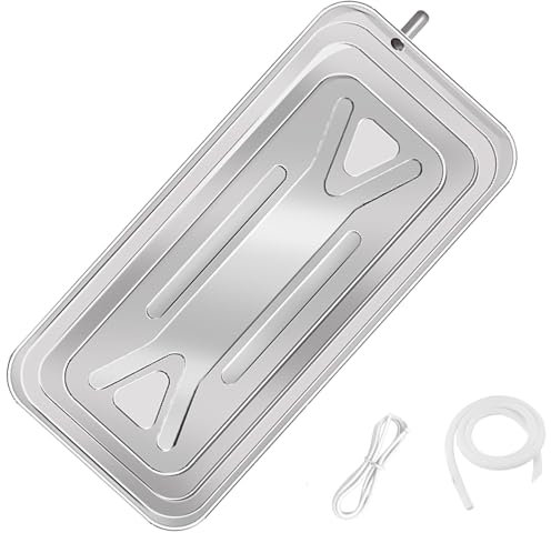 1 Juego de Bandeja de Goteo para Aire Acondicionado con Manguera de Salida de Agua, Bandeja de Goteo de Acero Inoxidable, Accesorios para Aire Acondicionado Exterior(94x3x44cm/37x1x17in)