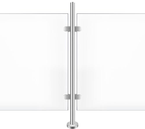 LKHDONG Postes de acero inoxidable 316 para barandilla de cristal, 110 cm, barandilla central para interior y exterior, máx. 60 kg, pasamanos con alfombrilla de silicona