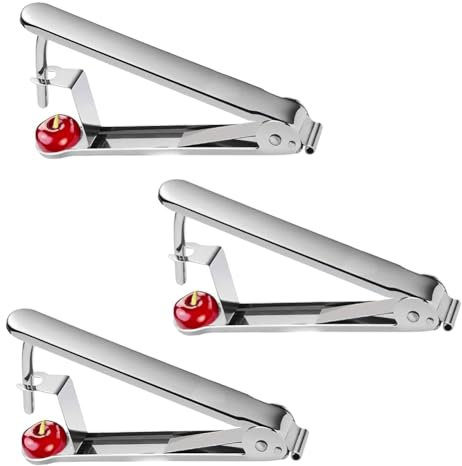 Vocdikficy 3-Teiliges Kirschentkerner-Werkzeug Aus Edelstahl zum Entkernen Von, Kirschkernentferner, Multifunktionaler Obstkern
