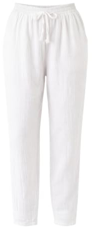 WENOR Stoffhose Damen Musselin 100% Baumwolle – Tapered Sommerhose S-XL
