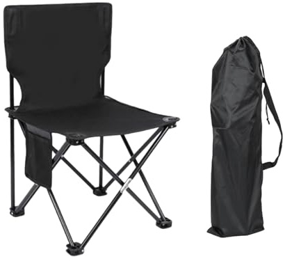 LeeQinersw Campingstuhl Klappbarer Outdoor Faltstuhl Strandstuhl mit Rückenlehne Und Stautasche Stabil Durch Kreuzbeinstruktur Aus Metall Und Oxford Gewebe Kompa, Schwarz