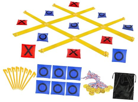 Folpus Riesen Tic Toe Spiel für Draußen, Jahrmarktsspiel, Klassisches, es Gartenspiel für Kinder, Erwachsene, Familien, Ideal für Grillabende, Tic Tac Toe gelb