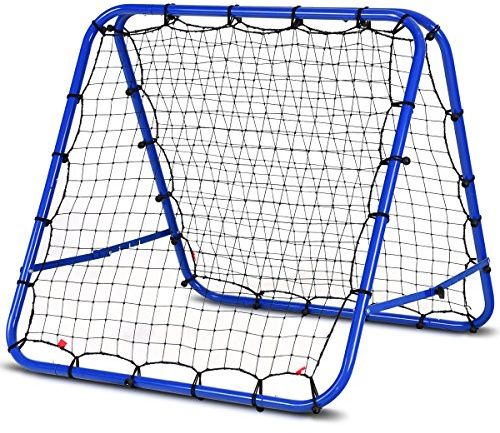 COSTWAY Rebounder für Fußball, 100 x 100 cm Rebound Netz faltbar mit verstellbaren Winkeln, Fußballnetz Outdoor, Rückprallwand Netz Garten, Fußballtornetz für Kinder, Jugendliche & Erwachsene, Rot