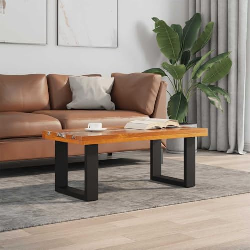 Frdhee Couchtisch Wohnzimmer Tisch für Couch, Couchtisch Teak Harz 100x50 cm Holztisch Wohnzimmer für Wohnzimmers, Schlafzimmer, Modern Design