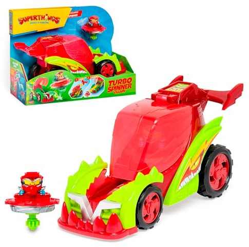 SUPERTHINGS KAZOOM Power - Turbo Spinner Villano, Fahrzeug mit Kreiselwerfer, inklusive 1 Turbo Spinner und 1 exklusiver Kazoom