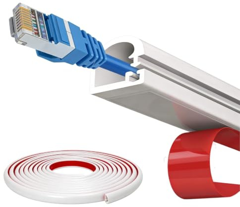 COEWUR 6M Mini Trunking for Electric Cables, Self Adhesive White Wire Cover
