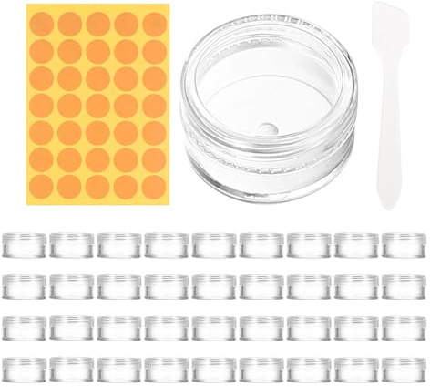 runxsam 120 pcs pots cosmétiques 5 ml transparents + grattoir/étiquettes | Transparents; étanches; format voyage; réutilisables; pour crèmes/baumes/paillettes; avec grattoir + étiquettes.