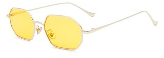 Hviomru Rechteckige Hexagon-Sonnenbrille – Retro Sonnenbrille für Herren & Damen, Ideal für Karneval & Fasching, Gold/Gelb