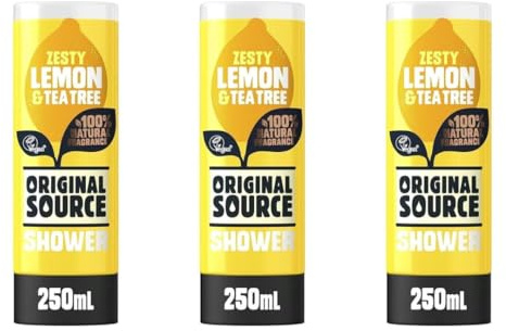 Original Source Zesty Lemon & Tea Tree Shower Gel, 100% Natural Fragrance, Vegan, 250ml, Pack of 3
