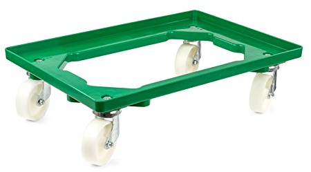 aidB Kunststoff Transportroller Offen - Grün - mit Kunststoffräder, 4 Lenkrollen - Einzel