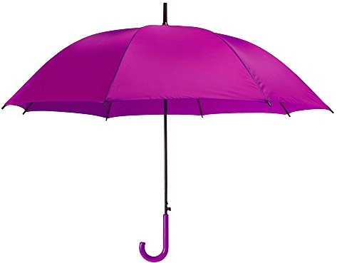 eBuyGB Pack of 4 Automatic Opening Plastic Crook Curved Handle Wedding Umbrella Coloured Rainproof for Men, Women, Kids, Unisex, Bridal Brolly - Pink 41.5 Inch / 105cm Span 82cm Length