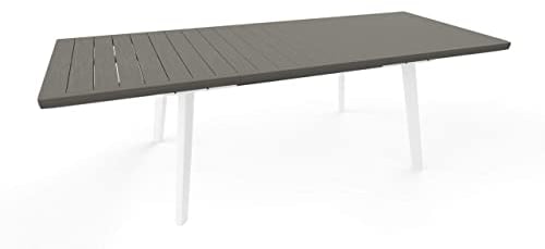 Keter Tavolo Per Giardino Harmony Allungabile Adatto Per 6/10 Persone, Bianco e Grigio 162 - 241 X 100,5 X 76 Centimetri