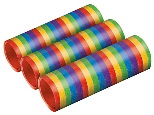 Amscan 9905008 - 3 Luftschlangen Bright Rainbow metallisch Papier 0,7 x 400 cm, Dekoration, Regenbogenfarben