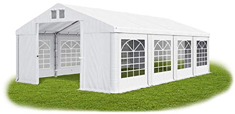Tente de réception 4 x 8 m imperméable blanche 560 g/m² en PVC - Tente de qualité supérieure - Tente de jardin pliable Summer SD - Tonnelle de jardin, pavillon de rangement, abri de jardin, tente,