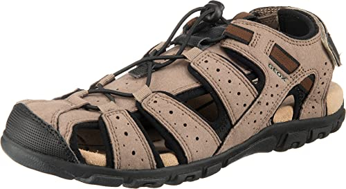 Geox Homme Uomo Sandal Strada B Sandales, Taupe/Black, 43 EU