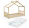 VitaliSpa Hausbett Design, Bett aus Holz, Naturholz, 80x160 cm mit Matratze
