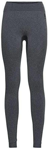 Odlo Damen PERFORMANCE WARM ECO Baselayer Leggings, Grey Melange - Black, XL