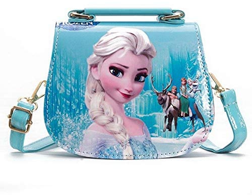 Fancyland Elsa Mädchen Taschen Frozen 2 Eiskönigin Kinder Umhängetasche mit Anna und ELSA 2 Spielzeug Handtasche (Blau)