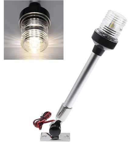 Geloo LED Navigationsleuchte Boot Anhänger Yacht Rund 360° Wasserdicht 12V (12) (30CM/12 180° verstellbare Basis)