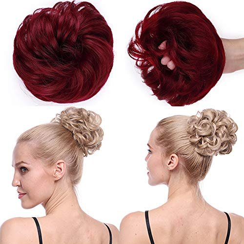 SEGO Haarteil Dutt Haargummi Haarverlängerung VOLUMINÖS Haarknoten Extensions Hochsteckfrisuren 40g - Weinrot