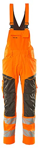 Mascot 19569-236-1418 Accelerate Safe Prowash Stretch Zones Zweifarbig Latzhose mit Knietaschen, Hi-Vis Orange/Dunkelanthrazit, 90C46 Größe