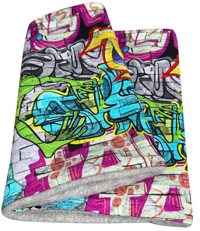 Wollhuhn Mädchen/Damen/Jungen Warmer Schlupfschal/Halstuch Innen Fleece Gefüttert Viele Motive Winter Übergangszeiten (Graffiti Grau/Bunt)