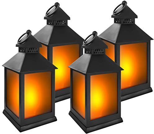 Eaxus® 4er Set LED Laterne für Draußen - Notfallleuchte Blackout. Windlicht mit Flammeneffekt Kerze - Wohnzimmer & Garten Deko