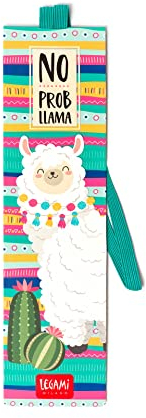 Legami – Lesezeichen mit Gummizug, auch zum Aufbewahren des geschlossenen Buches, aus Papier, 4,7 x 17,5 cm, Thema Llama