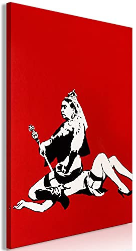 murando - Akustikbild Banksy Queen Victoria Bilder Akustikschaum Hochleistungsschallabsorber Schallschutz Leinwand 1 tlg Wandbild Raumakustik Schalldämmung Frau schwarz weiß