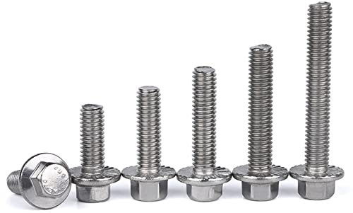 Cfty Les Vis à Bois M5 m6 m8 m10 m12 a2-70 304 Acier Inoxydable GB5787 Tête hexagonale avec Boulon de tête hexagonale à vis à Bride dentelé (1 / 10pcs) (Length : 70mm, Taille : 1pc M12)