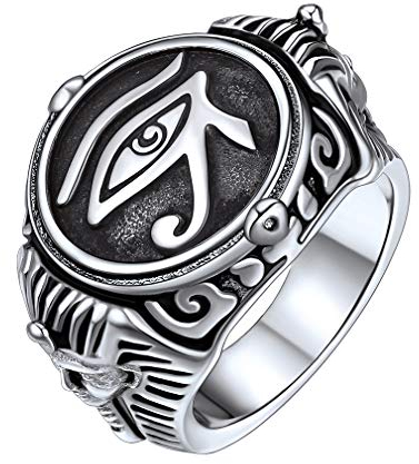 FaithHeart herren Fingerring Horus Auge Ring edelstahl Heiliger Bandring Siegelring mit geschenkebox für Vatertag Muttertag