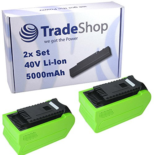 2X Trade-Shop Li-Ion Akku 40V / 5000mAh für Cramer 40PS 40HD61 40PHA, PowerWorks 40V-System PD40CS40 P40GC, Allett Liberty 35 43 Spindelmäher