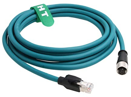 HangTon Ethernet Cable M12 A-Coded 8 Pin Female to RJ45 Cat-7e Patch Cord for Industrial Actuator Sensor Profibus Network Automation Application 10m