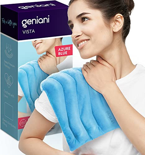 GENIANI Microwavable Heating Pads for Cramps 8x17, Cordless Microwave Heating Pad for Neck and Shoulders, Knee, Muscles, Joints, Back Pain, Hot Pack for Pain Relief, Hot and Cold (Azure Blue)