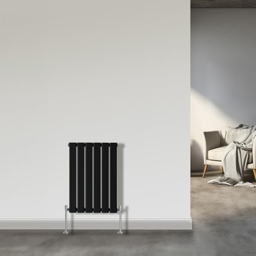 NRG Horizontal Column Designer Radiator Flat Single Panel 600x408mm Black