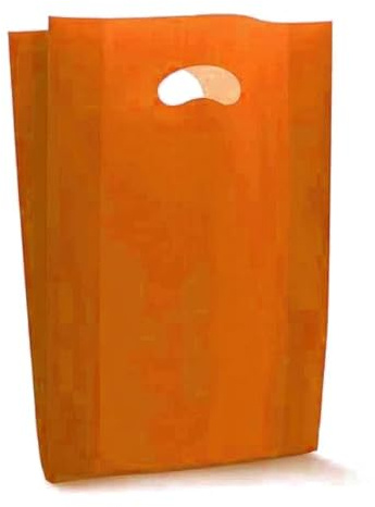 100 Stück Shopper Beutel aus Kunststoff, Farbe Orange mit Balg 35 x 50 + 10 cm