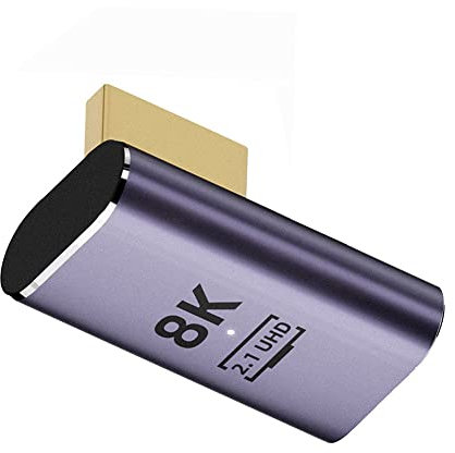 cablecc Adattatore da HDMI maschio a HDMI 2.1 femmina, a basso profilo, verticale, ad angolo retto di 90 gradi, supporta HDTV 8K 60hz