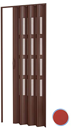 Porta a Soffietto da Interno in Kit con vetri in PVC Rosso 82x210 cm MOD. Sonia
