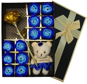 DAMAS DESIGN Geschenkset für Frauen - Romantik pur für besondere Anlässe wie Geburtstage, Valentinstag, Hochzeiten und Jahrestage Farbe Blau