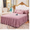 Volant Betthusse Spitze Bettrock Luxus Prinzessin Mädchen Tagesdecke Königin König Größe Frühling Spannbettlaken Bett Matratzenbezug Retro Bettwäsche mit Rock (Color : Light Purple, Size : 180x200x4