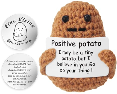 Meanju Positive Potato,Kreative Strickwolle Kartoffel Puppe,Positive Kartoffel und Kleine Umarmung Glücksbringer,Mutmacher Geschenk,Mutmacher Kartoffel Pocket Hug Geburtstagsgeschenk