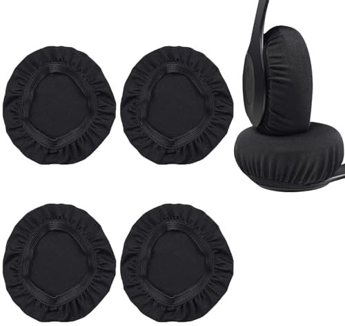 2 Pairs Headphone Earpad Covers,Stretchable Knit Fabric Earcup Protectors,Reusable Headphone Sweat Covers Washable and Stretchable Stretchable Fits 3.54-4.13 Headsets 9-10.5cm(Black)