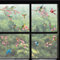 WALPLUS Spring Window Clings Home Decorations Removable Reusable Double-Sided Print Decals for Glass Living Room Cherry Blossom Flowers Watercolour with Birds On The Branch 66 Pieces